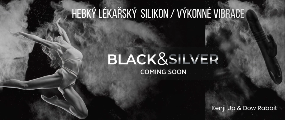 Black&Silver Kenji Up and Down Rabbit luxusní černý vibrátor