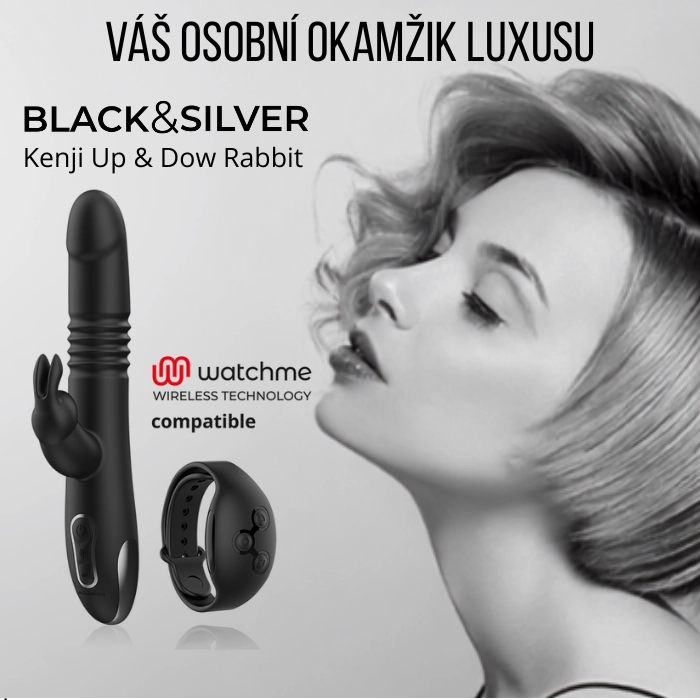 Black&Silver Kenji Up and Down Rabbit černý vibrátor
