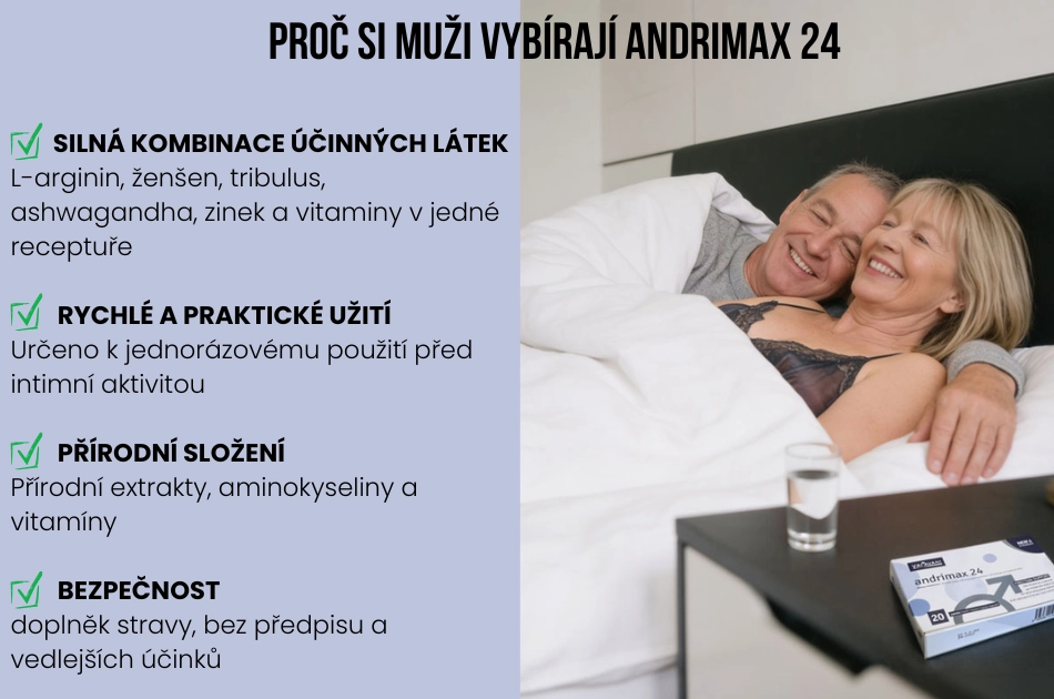Proč si muži vybírají Andrimax 24, Přírodní extrakty, aminokyseliny a vitamíny, bezpečný
