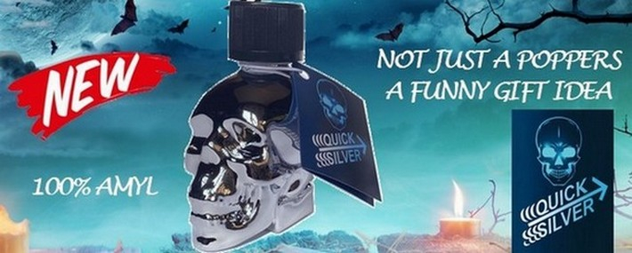 poppers skull quick silver banner stříbrná lebka