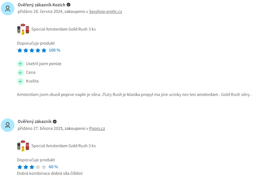 Recenze Special Amsterdam Gold Rush Jak hodnotili naši zákaznici