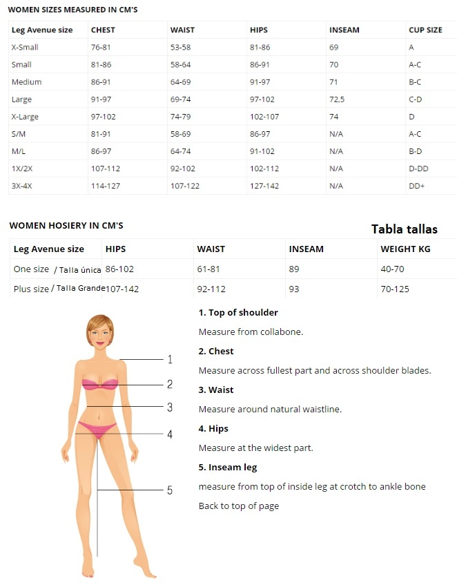 tabulka velikosti Leg Avenue