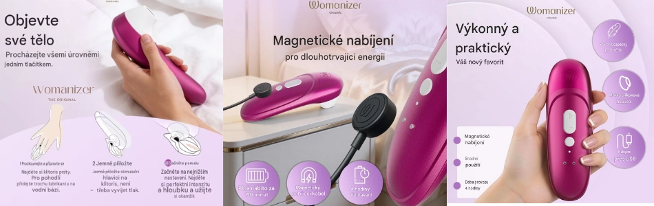banner funkce Vibrant Clitoral Stimulator Womanizer Pro Pleasure Air Technology 