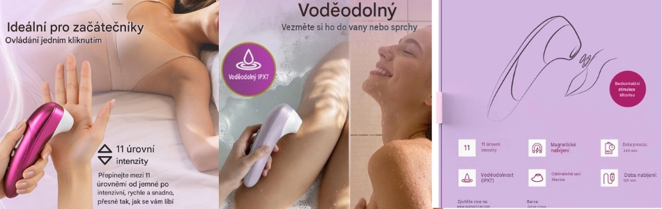 parametry banner Vibrant Clitoral Stimulator Womanizer Pro Pleasure Air Technology 