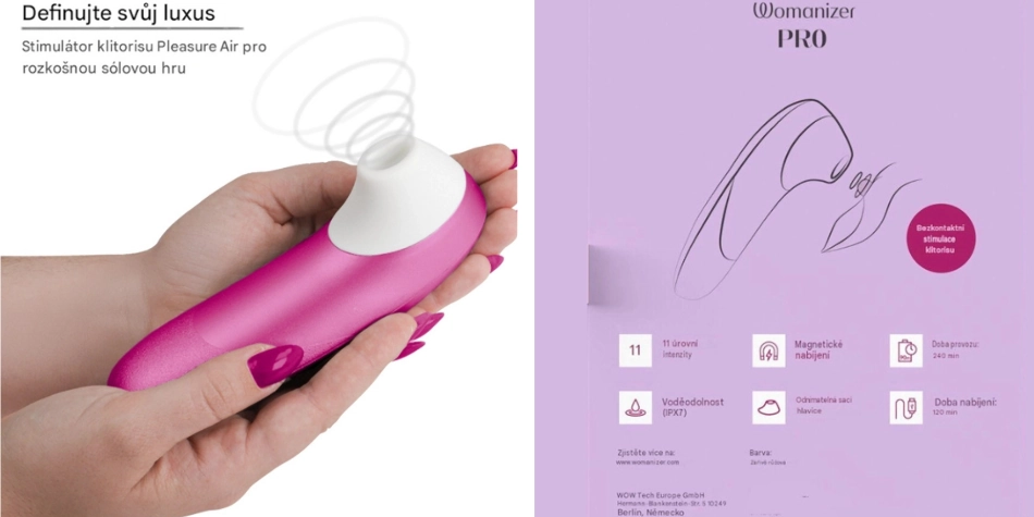 luxusní funkce Vibrant Clitoral Stimulator Womanizer Pro Pleasure Air Technology 